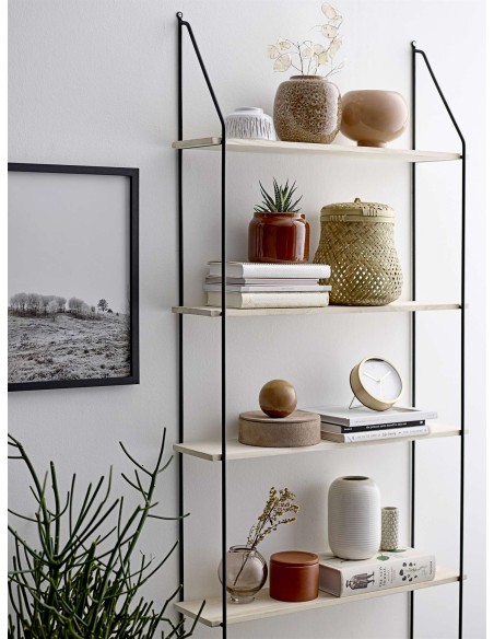 Estantería LEA, Metal Negro / Madera Natural - Bloomingville. Vackart