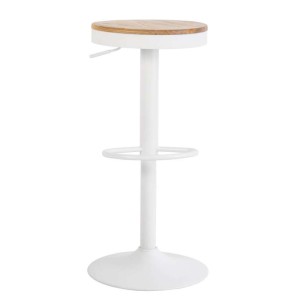 Taburete Alto NØJAG 80 cm, Metal Blanco / Madera Natural. Vackart 2