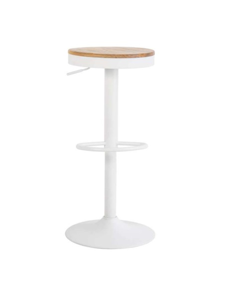 Taburete Alto NØJAG 80 cm, Metal Blanco / Madera Natural. Vackart
