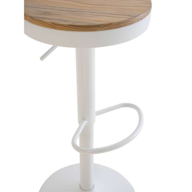 Taburete Alto NØJAG 80 cm, Metal Blanco / Madera Natural. Vackart Taburete Alto NØJAG 80 cm, Metal Blanco / Madera Natural. Vackart