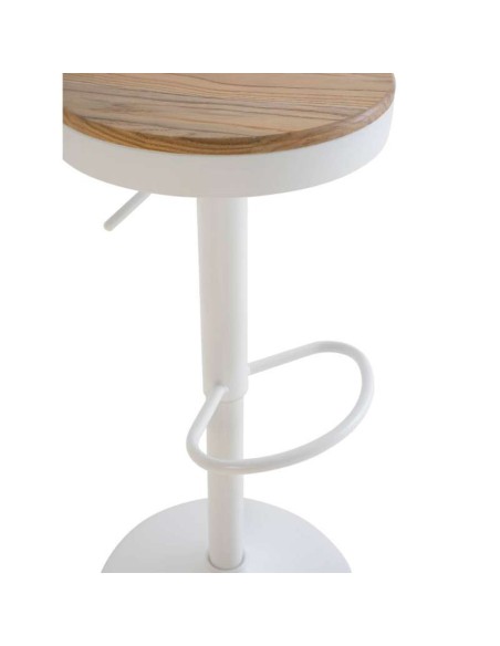 Taburete Alto NØJAG 80 cm, Metal Blanco / Madera Natural. Vackart
