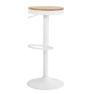 Taburete Alto NØJAG 80 cm, Metal Blanco / Madera Natural - Vackart. Los originales y exclusivos taburetes de diseño nórdico en Vackart, tu tienda de diseño online.