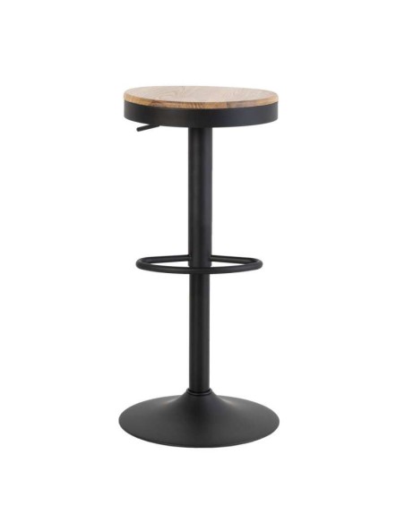 Taburete Alto NØJAG 80 cm, Metal Negro / Madera Natural. Vackart
