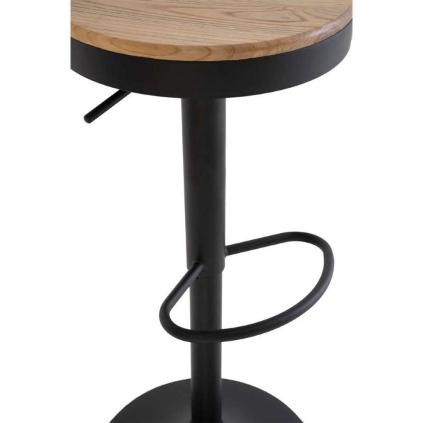 Taburete Alto NØJAG 80 cm, Metal Negro / Madera Natural. Vackart