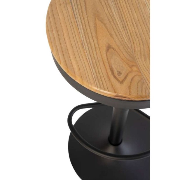 Taburete Alto NØJAG 80 cm, Metal Negro / Madera Natural. Vackart