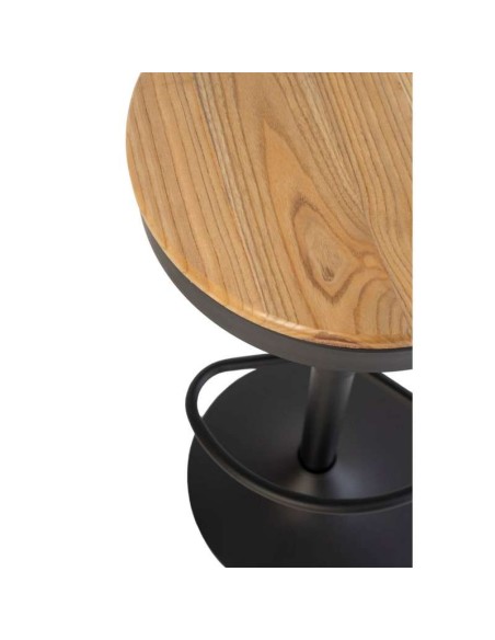 Taburete Alto NØJAG 80 cm, Metal Negro / Madera Natural. Vackart