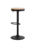 Taburete Alto NØJAG 80 cm, Metal Negro / Madera Natural