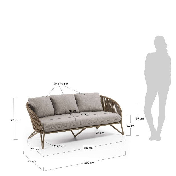 Sofá Branzie 3 plazas 180 cm - Kave Home, Vackart Sofá Branzie 3 plazas 180 cm - Kave Home, Vackart