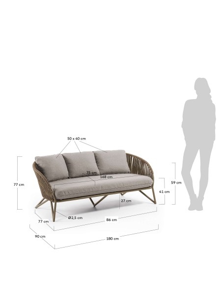 Sofá Branzie 3 plazas 180 cm - Kave Home, Vackart