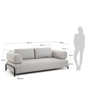 Sofá COMPO 3 Plazas, Beige - Kave Home. Vackart 2