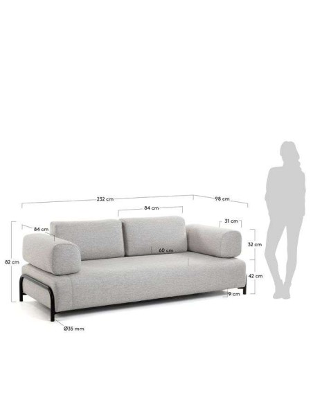 Sofá COMPO 3 Plazas, Beige - Kave Home. Vackart
