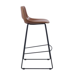 Taburete ZAHARA - Alto 76 cm, Piel Sintética Marrón - Kave Home. Vackart 2