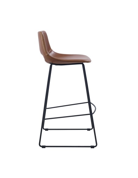 Taburete ZAHARA - Alto 76 cm, Piel Sintética Marrón - Kave Home. Vackart