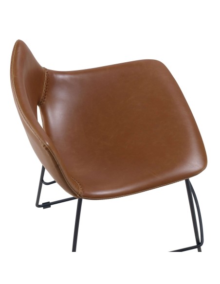 Taburete ZAHARA - Alto 76 cm, Piel Sintética Marrón - Kave Home. Vackart