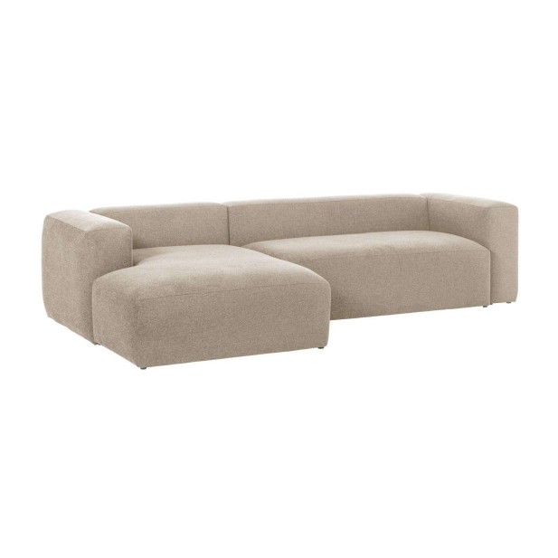 Sofá Blok 3 plazas chaise longue izquierdo beige 300 cm - Kave Home