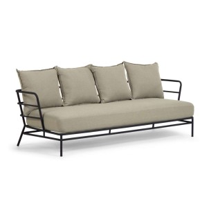Sofá Mareluz de 3 plazas acero negro - Kave Home; Vackart. S733J03. Sofá de diseño