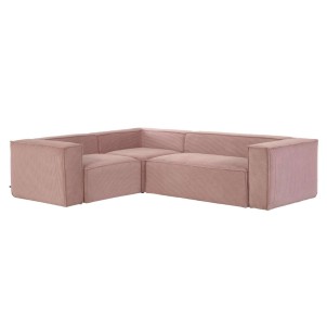 Sofá rinconero Blok 4 plazas pana rosa 320 x 230 cm - Kave Home; Vackart. S683LN24. Sofá de diseño