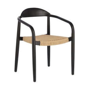 Silla NINA, Acacia Negro / Cuerda Beige - Vackart. Las modernas y sillas de diseño de Kave Home, en Vackart tu tienda de diseño online.
