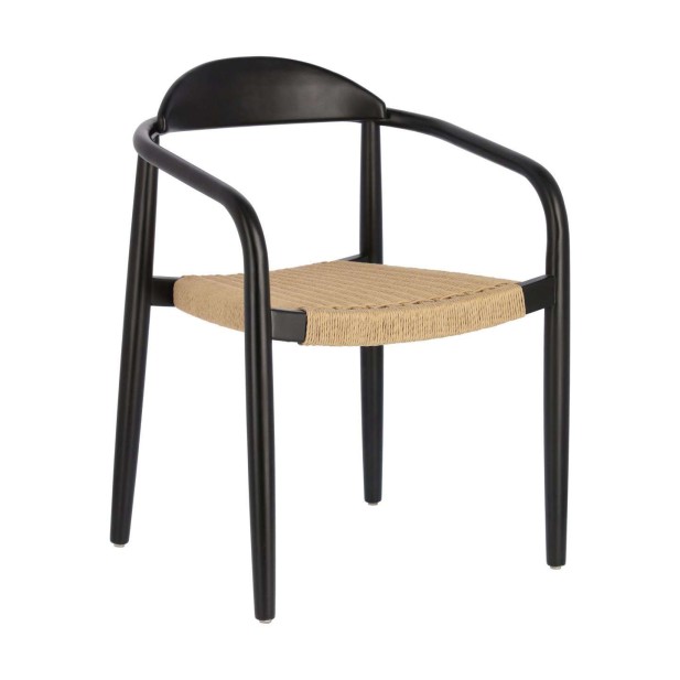 Silla NINA, Acacia Negro / Cuerda Beige - Kave Home. Vackart