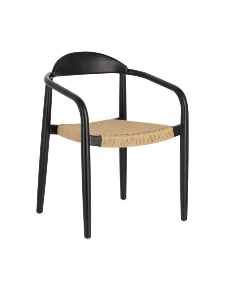 Silla NINA, Acacia Negro / Cuerda Beige - Kave Home. Vackart