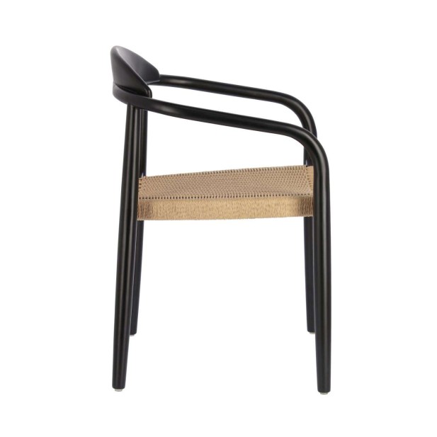 Silla NINA, Acacia Negro / Cuerda Beige - Kave Home. Vackart