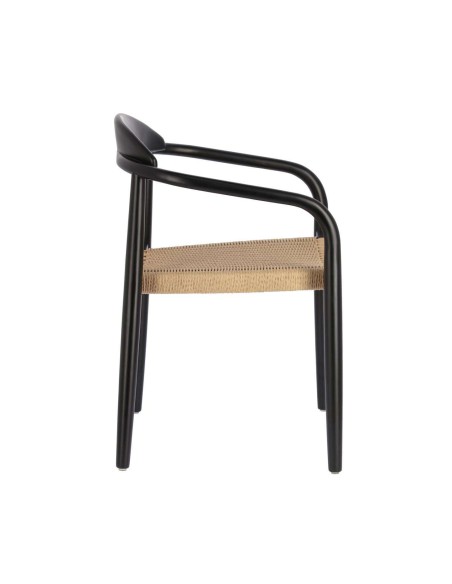 Silla NINA, Acacia Negro / Cuerda Beige - Kave Home. Vackart