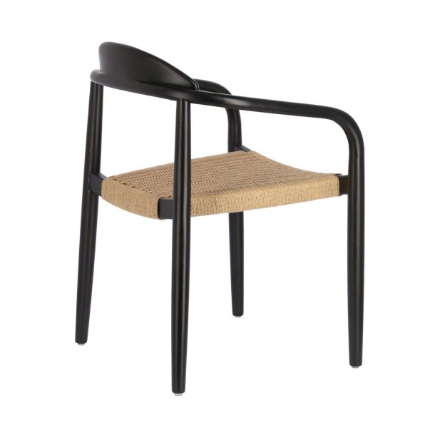 Silla NINA, Acacia Negro / Cuerda Beige - Kave Home. Vackart