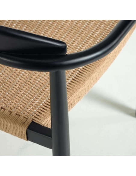 Silla NINA, Acacia Negro / Cuerda Beige - Kave Home. Vackart