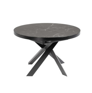 Mesa extensible Vashti Ø 120 (160) cm porcelánico de acero acabado negro - Kave Home; Vackart. CC5176K01. Mesas de diseño