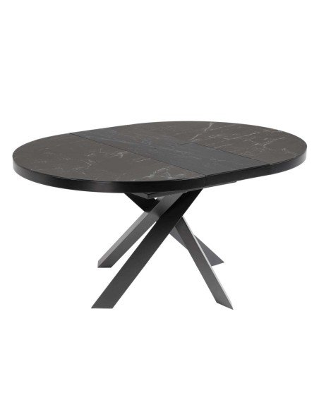 Mesa Vashti Ø 120 (160) cm porcelánico/acero negro - CC5176K01