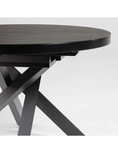 Mesa Vashti Ø 120 (160) cm porcelánico/acero negro - CC5176K01