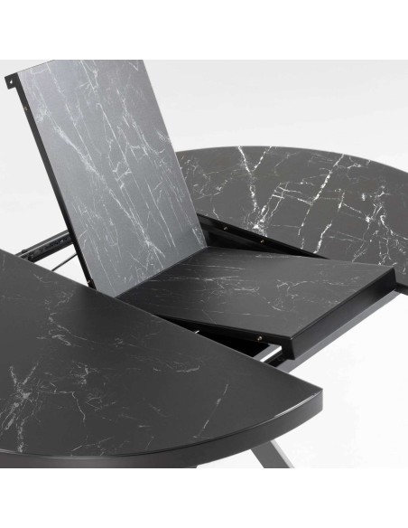 Mesa Vashti Ø 120 (160) cm porcelánico/acero negro - CC5176K01