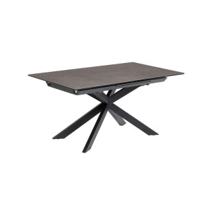 Mesa extensible Atminda 160 (210) x 90 cm porcelánico patas acero acabado negro - Kave Home; Vackart. CC5170K15. Mesas de diseño