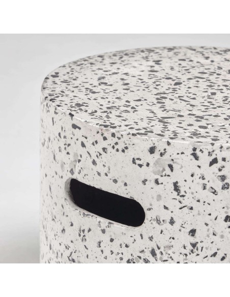 Reposapiés exterior Jenell terrazo blanco Ø35 cm-Kave Home; CC2221PR05
