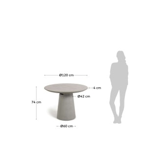 Mesa Itai cemento Ø 120 cm - Kave Home; Vackart. CC2218PR03 2