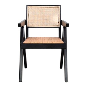 Silla con Brazos CHANDIGARH, Madera Negra / Ratán Natural. Vackart 2