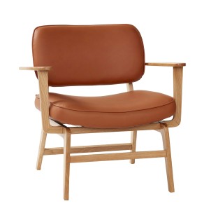 Sillón HÆLP, Roble Natural / Poliéster Marrón - Hübsch. Los exclusivos sillones de diseño escandinavo de Hübsch en Vackart, tu tienda de diseño online.