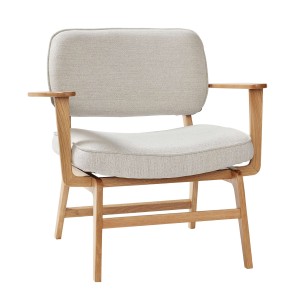 Sillón HÆLP, Roble Natural / Textil Gris - Hübsch. Los exclusivos sillones de diseño escandinavo de Hübsch en Vackart, tu tienda de diseño online.