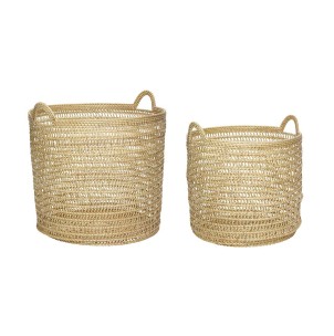 Set 2 Cestas WEAVE, Ratán Natural - Hübsch. Los originales y exclusivos accesorios decorativos de Hübsch en Vackart, tu tienda de diseño online.