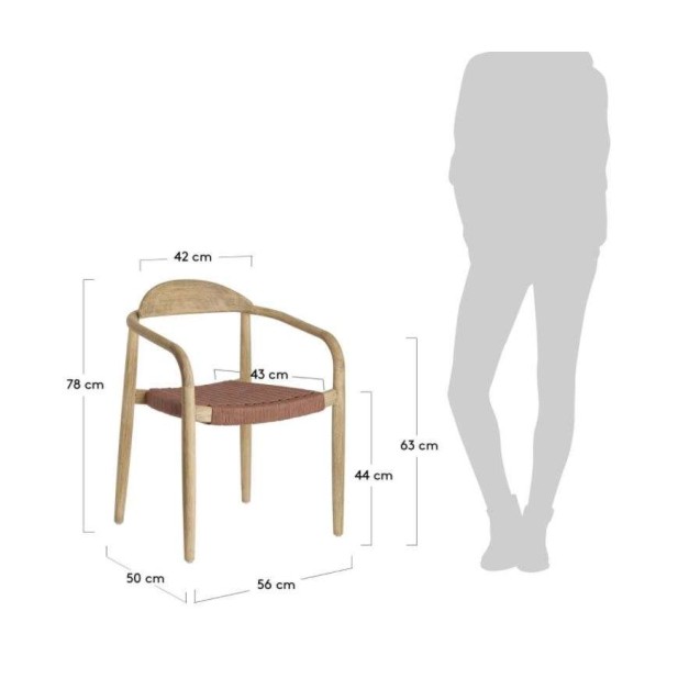 Silla NINA Acacia/cuerda terracota - Kave Home, Vackart. CC0555J86 