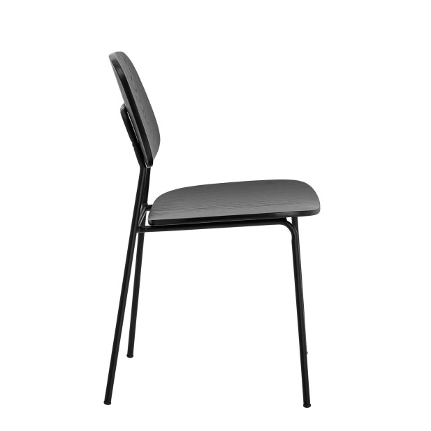 Silla de Comedor MONZA, Madera Chapada / Metal Negro - Bloomingville. Vackart