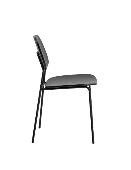 Silla de Comedor MONZA, Madera Chapada / Metal Negro - Bloomingville. Vackart