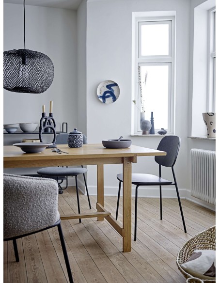 Silla de Comedor MONZA, Madera Chapada / Metal Negro - Bloomingville. Vackart