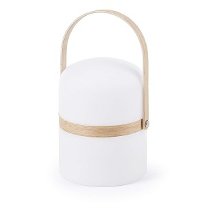 Lámpara de Sobremesa RIDLEY, Plástico Blanco / Madera Natural - Vackart. Las exclusivas lámparas de diseño de Kave Home en Vackart, tu tienda de diseño online.
