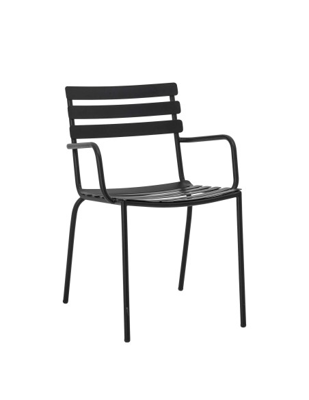 Silla con Brazos MONSI, Metal Galvanizado Negro - Bloomingville. Vackart