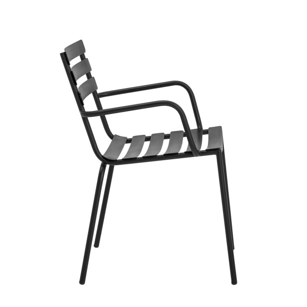Silla con Brazos MONSI, Metal Galvanizado Negro - Bloomingville. Vackart