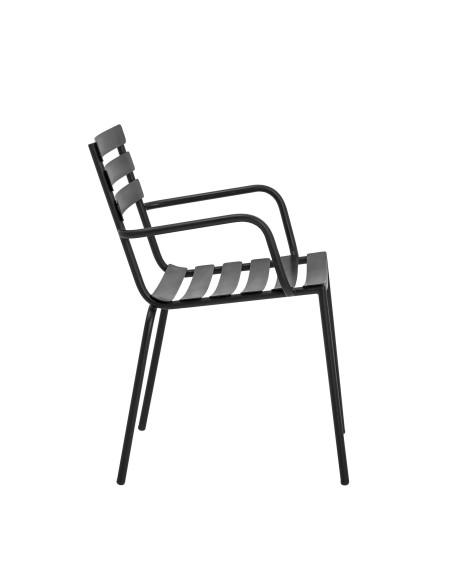 Silla con Brazos MONSI, Metal Galvanizado Negro - Bloomingville. Vackart