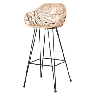 Taburete Alto MINIALVI 65 cm, Ratán Natural / Metal. Vackart