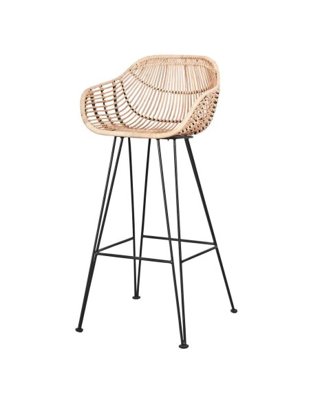 Taburete Alto MINIALVI 65 cm, Ratán Natural / Metal. Vackart