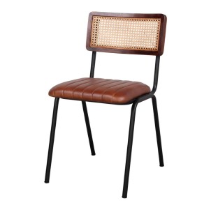 Silla VANCOUVER, Metal / Piel Sintética / Ratán Natural - Vackart. Las modernas y exclusivas sillas de diseño nórdico en Vackart, tu tienda de diseño online.